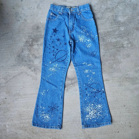 Vintage Faded Flory Galaxy Flare Jeans Sz 8 - Picture 1 of 4